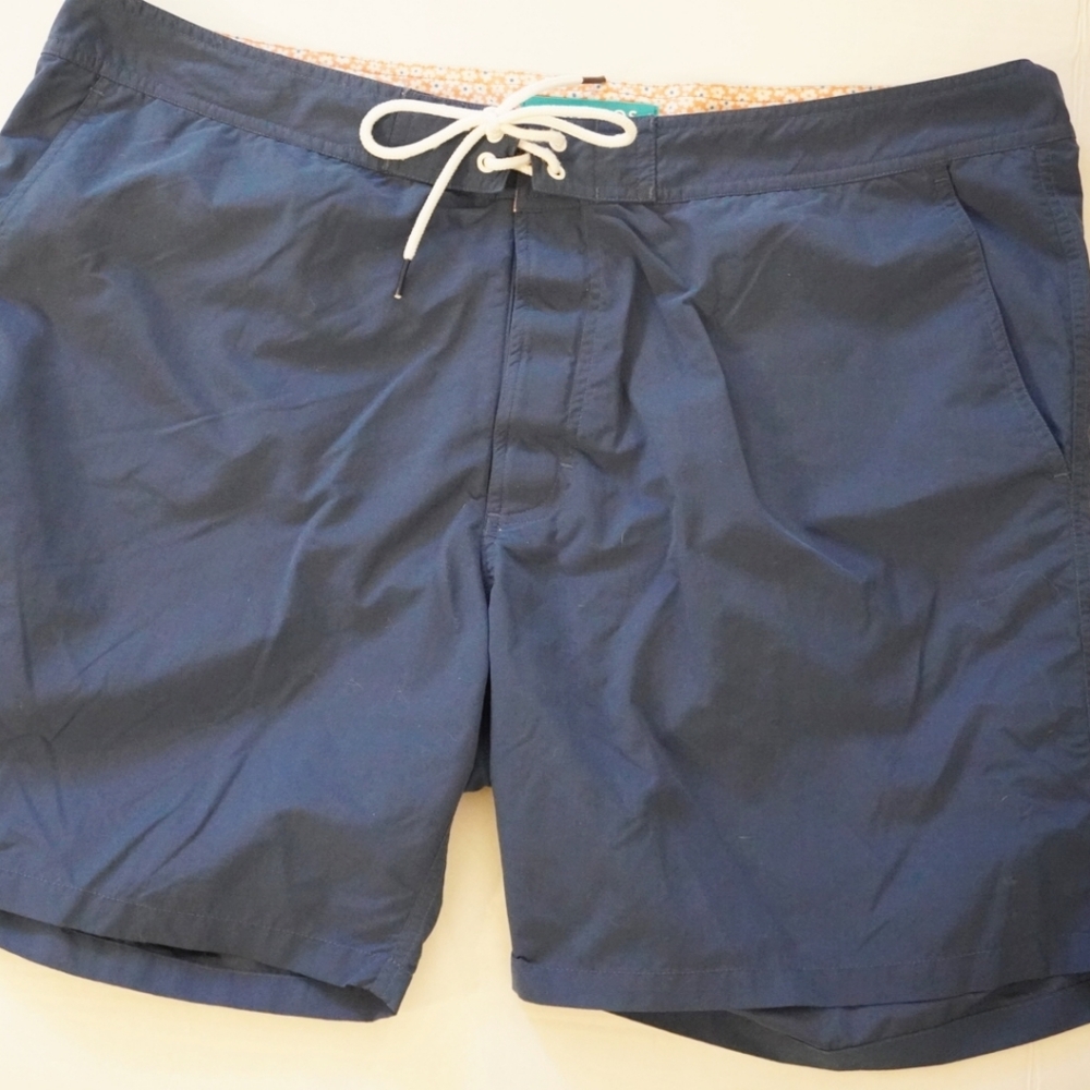 BONOBOS Blue Nylon 7"Inseam Lined Swim Trunk/Short